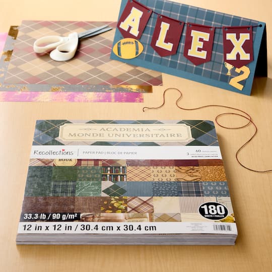 12" x 12" Academia Paper Pad by Recollections™, 180 Sheets